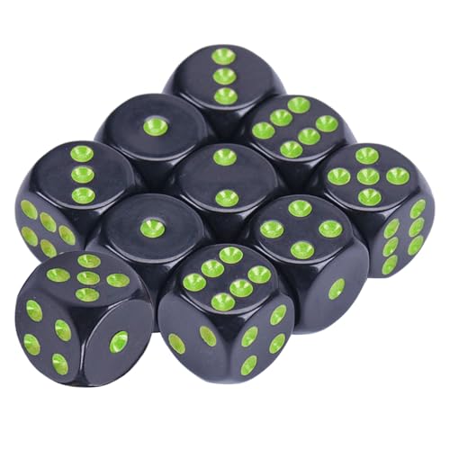 Frotox Rounds Corner Sechsseitige Würfel Großpackung Mit 10 Farblich Sortierten 16-mm Acrylwürfeln Mit Zahlenpunkten Für Kinder. Rounds Corner Würfel Set Kleine Bunte Würfelwürfel Mit Zahlenpunkten von Frotox