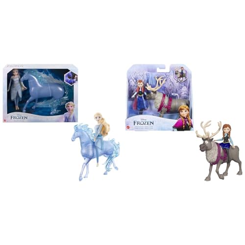 DISNEY Die Eiskönigin ELSA und Nokk - Bewegliche ELSA-Puppe & königin Anna & Sven - Puppe und Tierfigur von Frozen