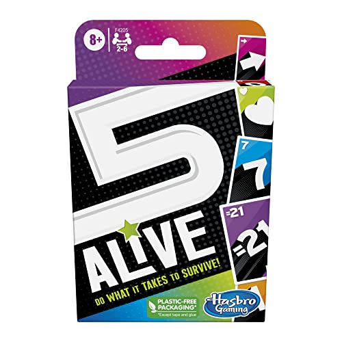 Hasbro Gaming 5 Alive Kartenspiel, Kinderspiel, lustiges Familienspiel für Kinder ab 8 Jahren, Kartenspiel für 2 bis 6 Spieler, Mehrfarbig von Hasbro Gaming