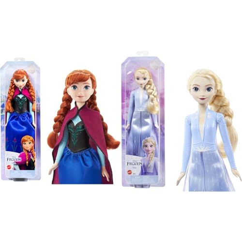 Mattel Disney Prinzessin Anna Puppe, Die Eiskönigin Puppe & Disney Prinzessin ELSA Puppe, Die Eiskönigin Puppe im Reiseoutfit von Frozen
