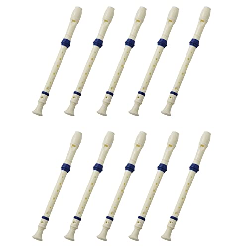 Frsoinor 10X Student Kunststoff 8 Loecher Sopran-Blockfloete Beige Blau mit Einem Reinigungsstift von Frsoinor