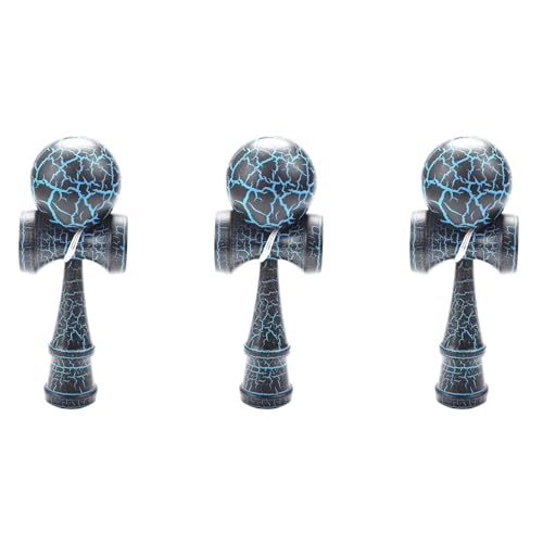 Frsoinor 3X Spielzeug Aussen Sports Kendama Spielzeug Ball Kinder und Erwachsene Aussen Ball Sportarten Riss Buchen Buntes Design Schwarz und Blau von Frsoinor