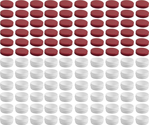 60 Salbendöschen, Creme-döschen, Salbenkruke flach, 12ml Inhalt mit rotem Deckel von Frühes Forschen