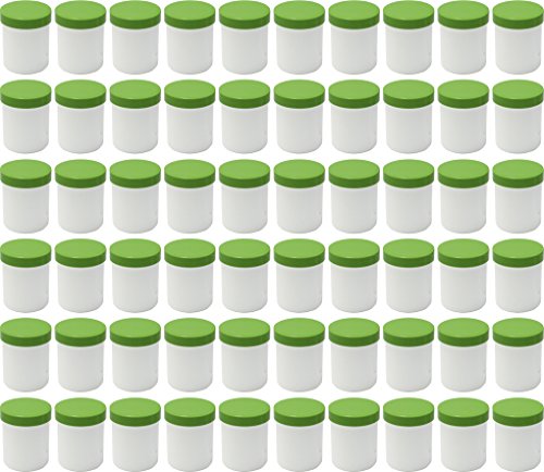 Frühes Forschen 60 Salbendosen hoch, 60ml Inhalt, Dose weiß mit grünen Deckeln von Frühes Forschen