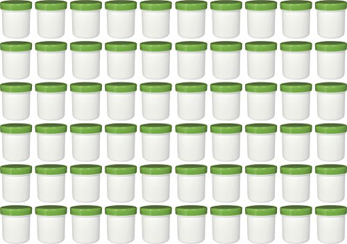 60 Salbendöschen, Creme-döschen, Salbenkruken hoch, 12ml Inhalt mit grünen Deckeln von Frühes Forschen