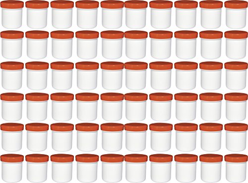 60 Salbendöschen, Creme-döschen, Salbenkruken hoch, 12ml Inhalt mit orangen Deckeln von Frühes Forschen