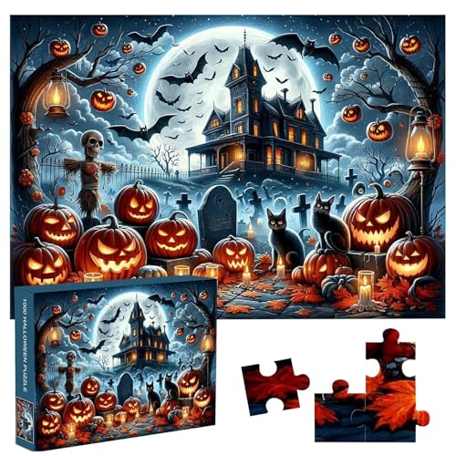 1000-teiliges Horror-Puzzle, Roadtrip-Halloween-Puzzles, gruseliges Halloween-Puzzle für Erwachsene, Puzzlespiele für Halloween, Halloween-Puzzle 1000 Teile, Reisespiele Halloween-Puzzle von Fruusv