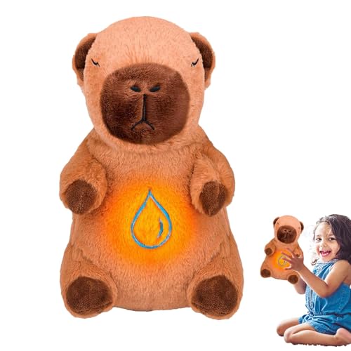 Capybara Plush, Breathing Plush Toy with Music & Light, Soothing Stress Relief Stuffed Animal, Soft Pillow Doll for Adults & Kids, Made from 11.02x6.89 Inches von Fruusv