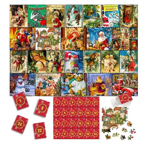 Christmas Puzzle, Stocking Stuffer Puzzle Playset, Countdown Calendar Jigsaw Puzzles, 24 Days Puzzle, Christmas Countdown Puzzle Set, Advent Puzzle for Kids and Adults von Fruusv