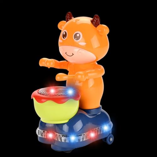 Cow Drumming Toy, Animated Interactive Music Drumming Toy, Learn to Crawl Toy with Sound and Light for Holiday and Birthday Interactive Cow Drumming Toy, Animated Music Toy, Fun Learn to Crawl T von Fruusv