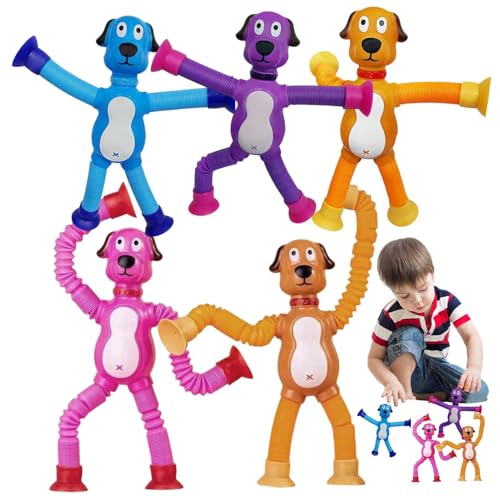 Dog Expanding Tube Fidget Toys, 5X Sensory Pop Tubes, Telescopic Suction Cup Animal Toy, Interactive Design, for , 3-5 Years Old Kids, Stress Relief & Fun Play, 15.5x16 cm von Fruusv