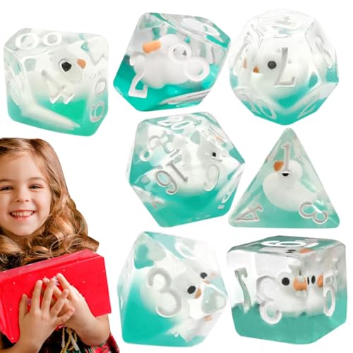 Duck Dice, 7X Resin Polyhedral Dice Set Filled with Animal, Novelty Translucent Cute Playing Dice, Unique Board Game Dice Set, Colorful Animal-Inspired Dice for Tabletop Games, Collectible Dice von Fruusv