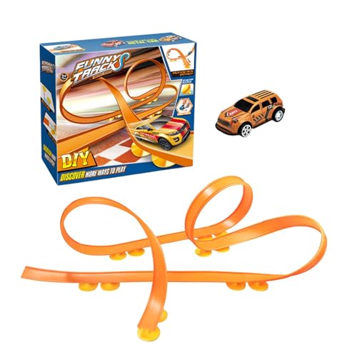 Flexible Track Toy Car, Assembling Track Race Pull-Back Car, Flexible Tracks Toy for Kids, Fun Road Games for Christmas and Halloween, Interactive Family Gathering Toy, Educational Track Set von Fruusv