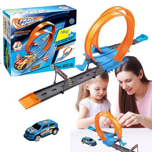 Flexible Track Toy Car, Assembling Track Race Pull-Back Car, Flexible Tracks Toy for Kids, Fun Road Games for Christmas and Halloween, Interactive Family Gathering Toy, Educational Track Set von Fruusv