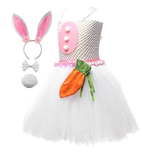 Fruusv Bunny Costume Kid, Bunny Tail Ballet Dress, Rabbit Tutu Outfit, Holiday Clothing Accessories, Kids Animal-Themed Costume, Easter Party Outfits Set for Girls von Fruusv