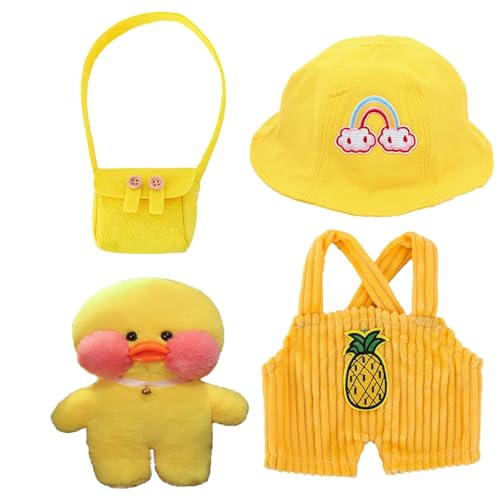 Fruusv Duck Plush with Clothes, Cartoon Animal Doll Clothing, Stuffed Duck Toy with Outfits and Accessories, Dress Up Clothes for Plush Toy Cartoon Duck Plush with Clothing von Fruusv