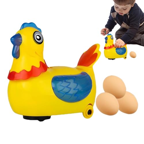 Fruusv Egg-Laying Hen Toys, Hen Toy Chick, Wheels Flashing Lights, Sound Easter Decoration, Electric Walking Chicken for Educational Gift, Kids, Home, 5.91x3.54x6.3 Inches von Fruusv