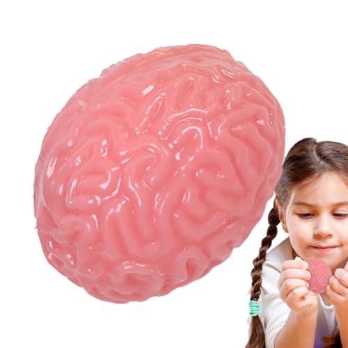 Fruusv Gehirnförmige Stressbälle - Realistische Halloween-Squishy-Spielzeuge | Realistisches gefälschtes Gehirn-Halloween-Quetschspielzeug, Halloween-Stressbälle, blutige gruselige weiche Gelbälle von Fruusv