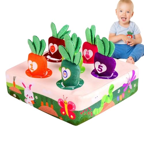 Fruusv Karottenernte-Spiel | Plüschtier Karottenernte-Spiel | Sensory Box Toys Formsortierung passendes Puzzle, Spiel Radieschen Feinmotorik Geschenke für Kinder 1–3 von Fruusv