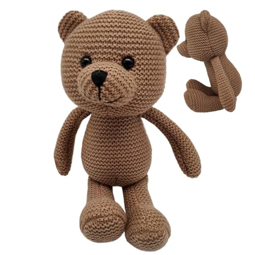 Fruusv Knitted Bear Doll, Cute Plush Animal Cuddle Pet Chew Toy, 25cm/9.84 Inches Stuffed Bear, Home Display Ornament for Bedroom, Living Room, Sofa, Baby Room, Charming Bear Doll von Fruusv