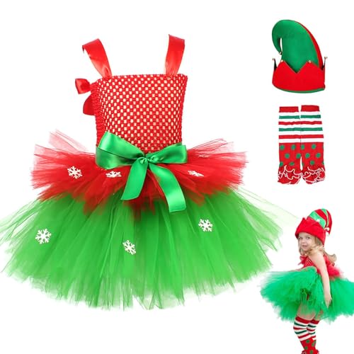 Fruusv Mädchen Weihnachtskleid - Weihnachtskostüm mit Hut und Socken - Ärmelloses Tüllkleid für 2-12 Jahre Wintertag Rollenspiel Party Bühnenauftritt Fotografie Fruusv Mädchen Weihnachtskleid - Weihnachtskostüm mit Hut und Socken - Ärmelloses Tüllkleid für 2-12 Jahre Wintertag Rollenspiel Party Bühnenauftritt Fotografie von Fruusv