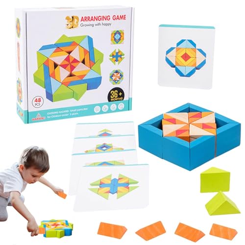 Fruusv Musterblöcke für Kinder im Alter von 3–5 Jahren,Geometrische Formen für Kinder | Klassisches pädagogisches geometrisches Formpuzzle,Holzformpuzzles mit Karten für Kleinkinder im Alter von 1, 2 von Fruusv