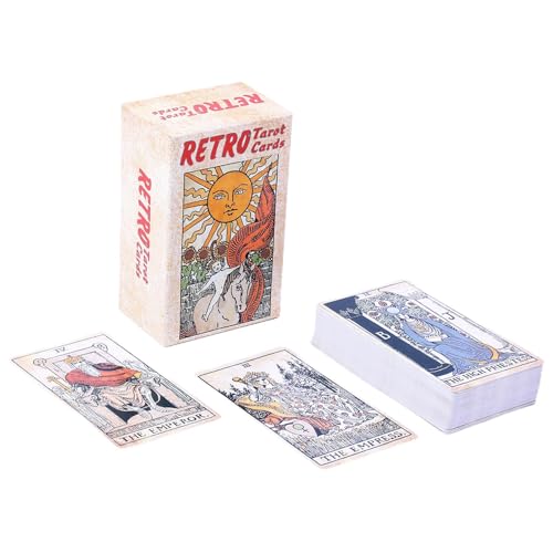 Fruusv Retro Tarot Cards, Fortune-Telling Oracle, Tarot Toys, Fate Divination Cards, Full English Version with Tarot Deck Instructions, Oracle Cards Game, 78-83pcs Tarot Card Set von Fruusv