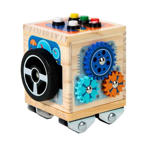 Fruusv Sensory Toys Busy Cube, Board-Aktivitätswürfel | Aktivitätswürfelspielzeug | Holzspielzeug für die frühe pädagogische Entwicklung, analoges elektronisches Training, geschäftiges von Fruusv