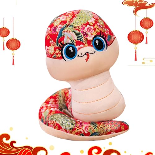 Fruusv Spring Festival Snake Stuffed Animal, New Year Snake Plush Doll, Stuffed Snake Toy, Snake Mascot Plush, Plush Snake for Kids Room, Vibrant Snake Plush Toy, Snake Stuffed Animal for Cuddling von Fruusv