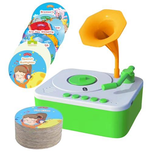 Fruusv Storyteller Music Player, Gramophone Music Box, Child Toy Gramophone, Interactive Audio Device, Sensory Learning Tool, 96 Cards Included, Rechargeable Battery, 4.13x3.46x1.97 Inch von Fruusv