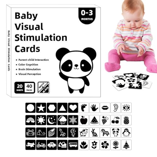 High Contrast Baby Cards, Visual Stimulation Learning Activity Cards, Black and White Baby Flash Cards for Newborns 0-3 Months, Early Developmental Toy for Sensory Growth von Fruusv