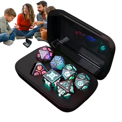 LED Polyhedral Dice, Rechargeable Flashing RPG Set, Illuminated Board Game Accessories with Charging Case, Multifaceted Glow Dice for Role Playing Adventures von Fruusv