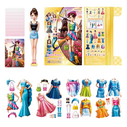 Magnetic Paper Dolls, Princess Dress Up Game, Toddler Activities Dress Up, Magnetic Dress Up Stickers, Children's Educational Toy, Magnetic Dress Up Sticker Book for Interactive Toddler Learning von Fruusv