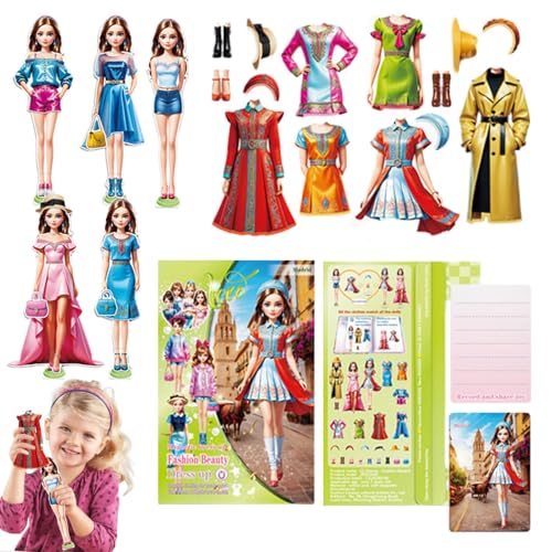 Magnetic Paper Dolls, Princess Dress Up Game, Toddler Activities Dress Up, Magnetic Dress Up Stickers, Children's Educational Toy, Magnetic Dress Up Sticker Book for Interactive Toddler Learning von Fruusv