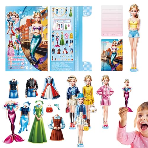 Magnetic Paper Dolls, Princess Dress Up Game, Toddler Activities Dress Up, Magnetic Dress Up Stickers, Children's Educational Toy, Magnetic Dress Up Sticker Book for Interactive Toddler Learning von Fruusv