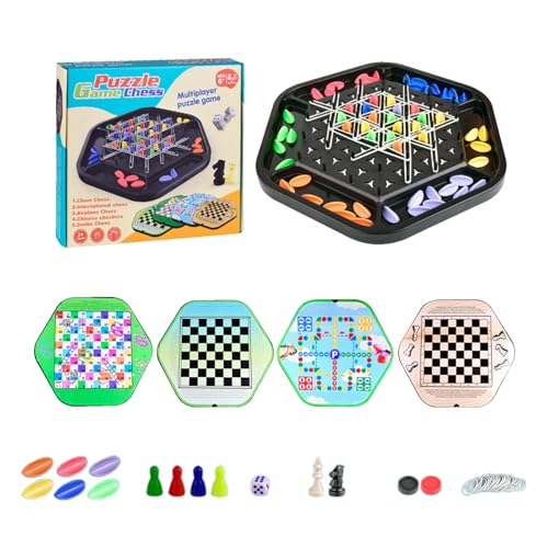 Portable Family Puzzle Games, Travel-Friendly Checkers Game Set, Travel Puzzle Board Games for Family, Multi-Game Travel Board Set, Snake and Ladder Travel Game, Flying Chess Family Game Set von Fruusv