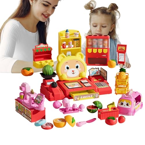 Pretend Play Cash Register, Cute Checkout Toy for Children, Kids Grocery Store Play Set, Toddler Supermarket Toy, Cash Register Educational Toy, Play Money and Cash Register von Fruusv