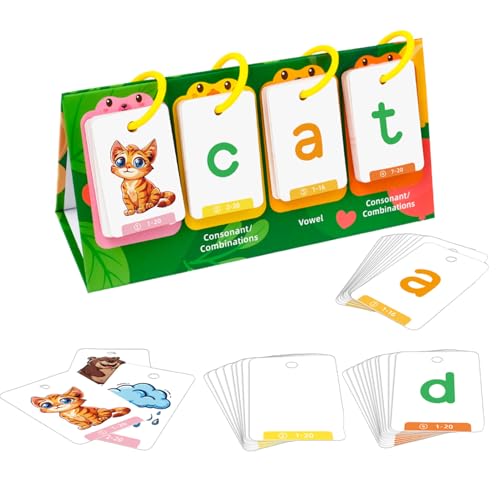 Read Word Spelling Games, Reading Preschool Learning Games, 21.3x10.7x7.9cm Size, Word Builder with 80 Cards for Teacher School Supplies, Material Paper von Fruusv