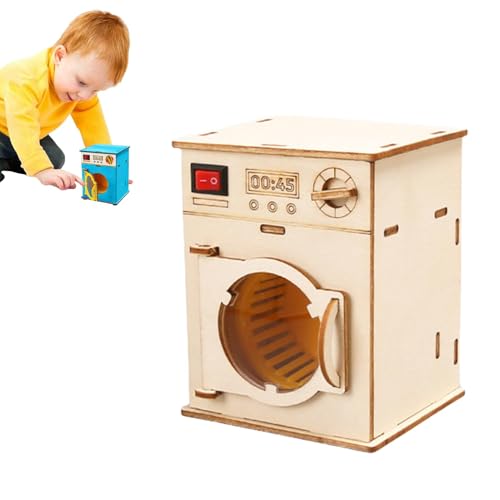 STEM Building Kit, STEM Science Washing Machine Wood Building Set, 3.23x2.76x4.13 Inches Brain Teaser Experiment Project, Educational Craft Toy, Ideal for Home, Classroom Learning von Fruusv