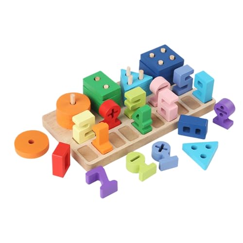 Stacking Toys for Children 1-3, Number Puzzle Shape Sorter and Counting Toy, Early Learning Toy for Imagination, Creativity & Hand-Eye Coordination, 20x11x5 cm, Wood von Fruusv