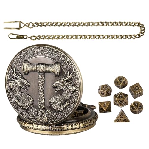 Unique Dragon Dice, Pocket Watch, Tiny Role-Playing Set, Retro Pocket Case, Gothic RPG Board Game for Accessory, Compact & Stylish, Ideal Adults, Kids Fantasy, 1x von Fruusv