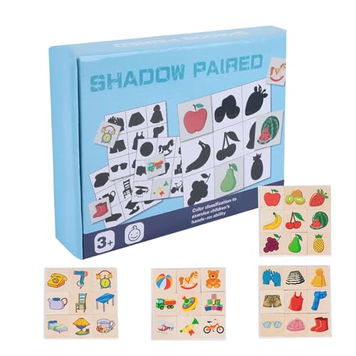 Wooden Sorting, Matching Game, Educational Animal & Fruit Shadow Games, Shape Puzzle Materials for Preschool Boys & Girls, Wooden Puzzles, 22x16.2x4cm von Fruusv