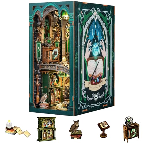 Fsolis Book Nook Kits für Erwachsene, DIY Miniatur Haus Kit Puzzle Booknook Magic Halloween Book Nook Bücherregal Gasse Dekorative Buchstützen für Frauen Jugendliche (Darkness Common Room von Fsolis