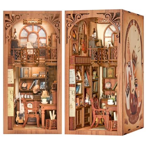 Fsolis DIY Book Nook Kit, The Secret Rhythm Puppenhaus Miniatur Haus Kit mit LED Leuchten und Einsteckbar Staubschutzplatte,3D Puzzle Buchstützen aus Holz,Kreative Geschenke für Jungen und Mädchen von Fsolis