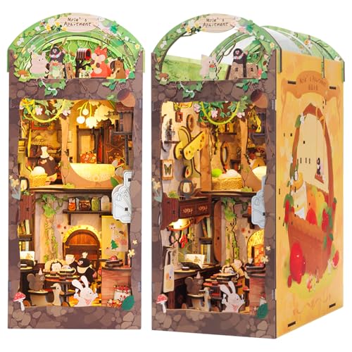 Fsolis DIY Book Nook Kit,Puppenhaus Miniatur Haus Kit mit LED Leuchten und Einsteckbar Staubschutzplatte,3D Puzzle Buchstützen aus Holz,Book Nook Kreative Geschenke für Jungen und Mädchen Fsolis DIY Book Nook Kit,Puppenhaus Miniatur Haus Kit mit LED Leuchten und Einsteckbar Staubschutzplatte,3D Puzzle Buchstützen aus Holz,Book Nook Kreative Geschenke für Jungen und Mädchen von Fsolis