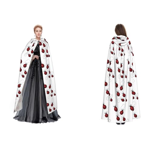 Ftlbywnk Art Ladybug Tracks Kapuzenumhang Umhang Robe Satin Cosplay Halloween Weihnachten Verkleidung Kostüme von Ftlbywnk