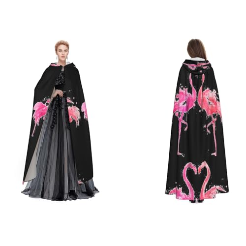 Ftlbywnk Ink Flamingos Kapuzenumhang Umhang Satin Cosplay Halloween Weihnachten Verkleidung Kostüme von Ftlbywnk