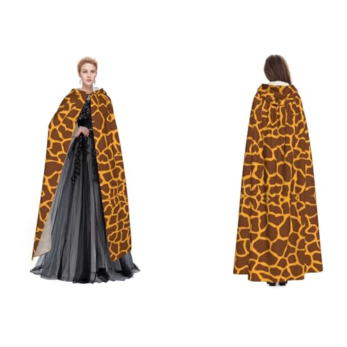 Ftlbywnk Kapuzenumhang mit Giraffen-Druck, Satin, Cosplay, Halloween, Weihnachten, Verkleidung von Ftlbywnk