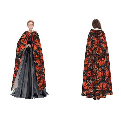 Ftlbywnk Monarch Schmetterlinge Kapuzenumhang Umhang Robe Satin Cosplay Halloween Weihnachten Verkleidung Kostüme von Ftlbywnk