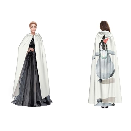 Ftlbywnk Pinguin trägt Blumen Kapuzenumhang Umhang Robe Satin Cosplay Halloween Weihnachten Verkleidung Kostüme von Ftlbywnk